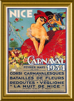 Nice France Carnival 1934 Vintage Poster Canvas Print Fridge Magnet 6x8 Large