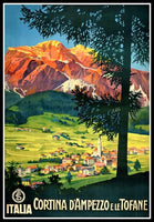 Italian Travel Poster Cortina D'Ampezzo e le Tofane Fridge Magnet 6x8 Large