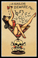 Sailor Beware Magnetic Poster Canvas Print Fridge Magnet 6x8 Large