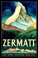 Zermatt Switzerland Magnetic Travel Poster Fridge Magnet 6x8 Large