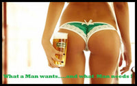 What A Man Want Sexy Beer and Girl Cave Man Fridge Magnet 6x9.5 Large
