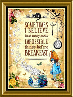 Alice in Wonderland Quote Impossible Things Poster Fridge Magnet 6x8 Large
