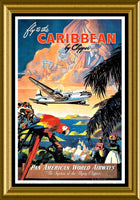 Pan American Airline Caribbean Clipper Travel Poster Fridge Magnet 6x8 Large
