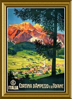 Italian Travel Poster Cortina D'Ampezzo e le Tofane Fridge Magnet 6x8 Large