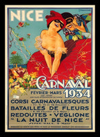 Nice France Carnival 1934 Vintage Poster Canvas Print Fridge Magnet 6x8 Large
