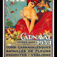 Nice France Carnival 1934 Vintage Poster Canvas Print Fridge Magnet 6x8 Large