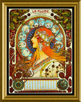 Alphonse Mucha Art La Plume Poster Canvas Print Fridge Magnet 11x14.5 Large
