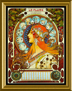 Alphonse Mucha Art La Plume Poster Canvas Print Fridge Magnet 11x14.5 Large