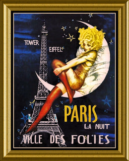 Ville Des Folies Eiffel Tower Paris Girl  On Moon Poster Fridge Magnet 6x8 Large