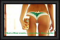 What A Man Want Sexy Beer and Girl Cave Man Fridge Magnet 6x9.5 Large
