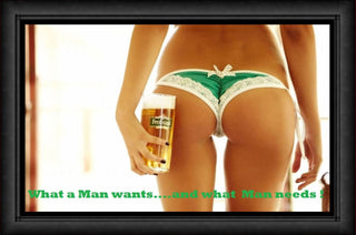 What A Man Want Sexy Beer and Girl Cave Man Fridge Magnet 6x9.5 Large