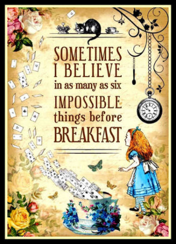 Alice in Wonderland Quote Impossible Things Poster Fridge Magnet 6x8 Large