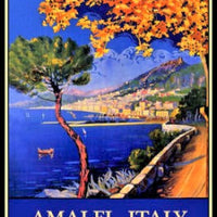 Vintage Italian Travel Poster Amalfi Coast Canvas Print Fridge Magnet