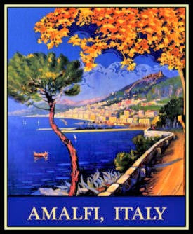 Vintage Italian Travel Poster Amalfi Coast Canvas Print Fridge Magnet
