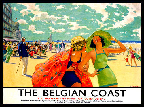 Belgian Coast Vintage Travel Poster Fridge Magnet 6x8 Canvas Print