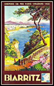 Biarritz to Paris Vintage Travel Poster Fridge Magnet 6x8 Large