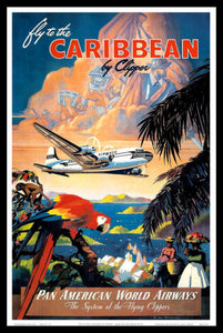 Pan American Airline Caribbean Clipper Travel Poster Fridge Magnet 6x8 Large