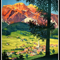 Italian Travel Poster Cortina D'Ampezzo e le Tofane Fridge Magnet 6x8 Large