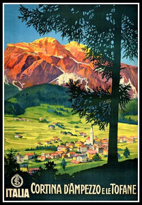 Italian Travel Poster Cortina D'Ampezzo e le Tofane Fridge Magnet 6x8 Large