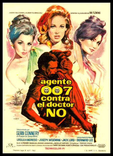 Dr. No James Bond Spanish Movie Poster Fridge Magnet 6x8 Large