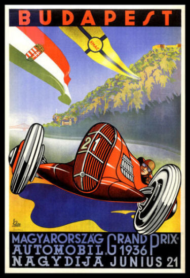 Grand Prix Budapest 1936 Vintage Magnetic Poster Fridge Magnet 6x8 Large