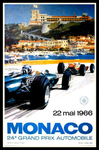 Grand Prix 24 Monaco 1966 Auto Racing Poster Fridge Magnet 6x8 Large