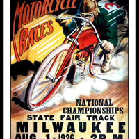Motorcycle Racing Poster Fridge Magnet Vintage Large