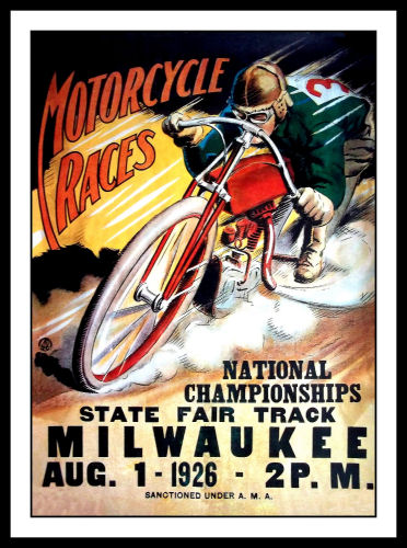 Motorcycle Racing Poster Fridge Magnet Vintage Large