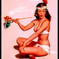 Pass the Peace Pipe Sexy Pin Up Art Magnetic Poster 6x8 Large