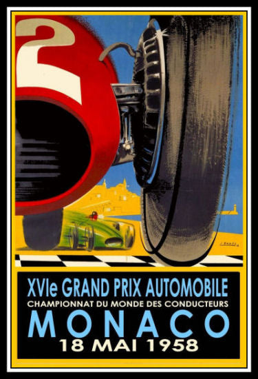 Grand Prix Monaco 1958 Racing Poster Fridge Magnet 6x8 Large