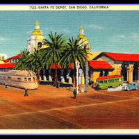 San Diego Train Depot Vintage Travel Poster Fridge Magnet 6x8 Large
