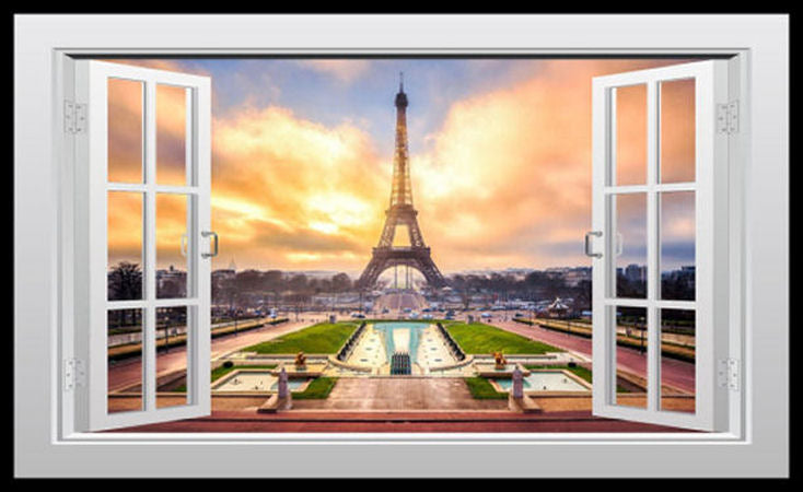 Eiffel Tower Window View Paris Fridge Magnet 6x10 Large